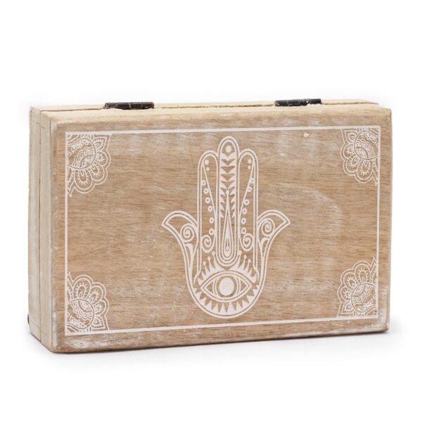Stor Rektangulär Ask 21.5x14x6.3cm - Hamsa - Vittvättad