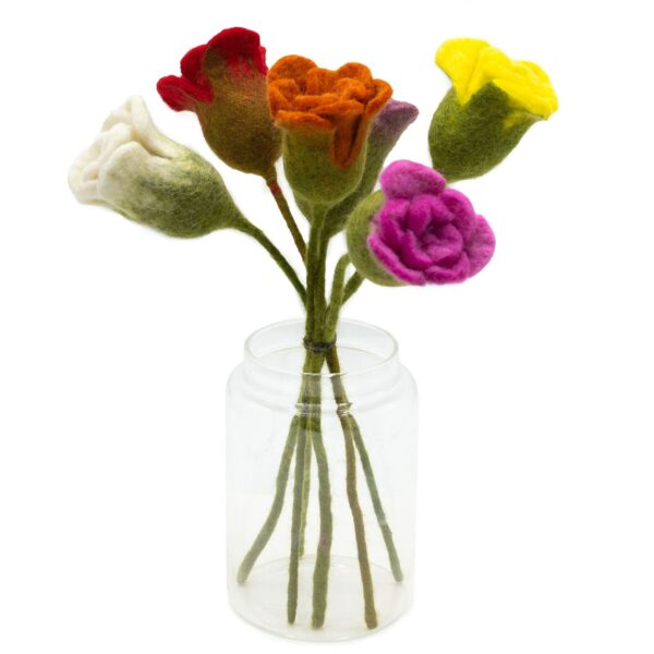 Filtblommor - Rosor - Olika Färger - 6-pack
