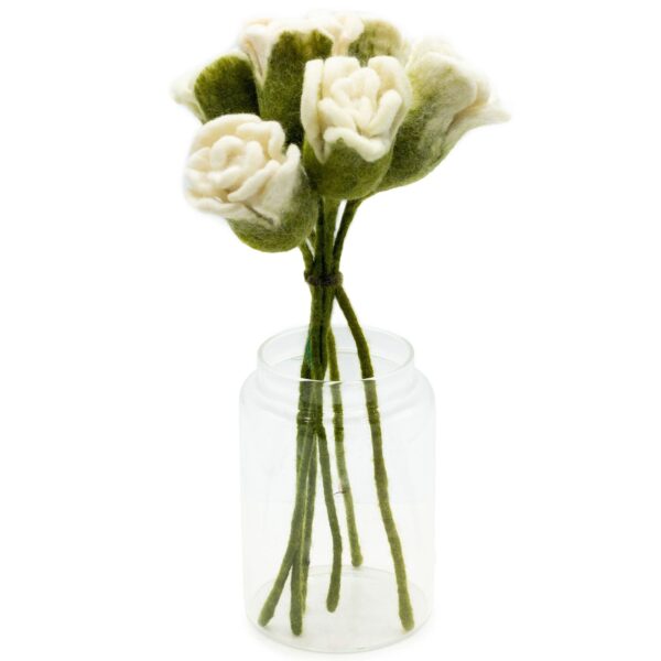 Filtblommor - Vita Rosor - 6-pack