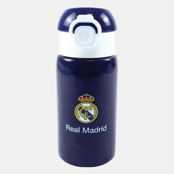 Real Madrid blå aluminiumflaska med sugrör 500 ml