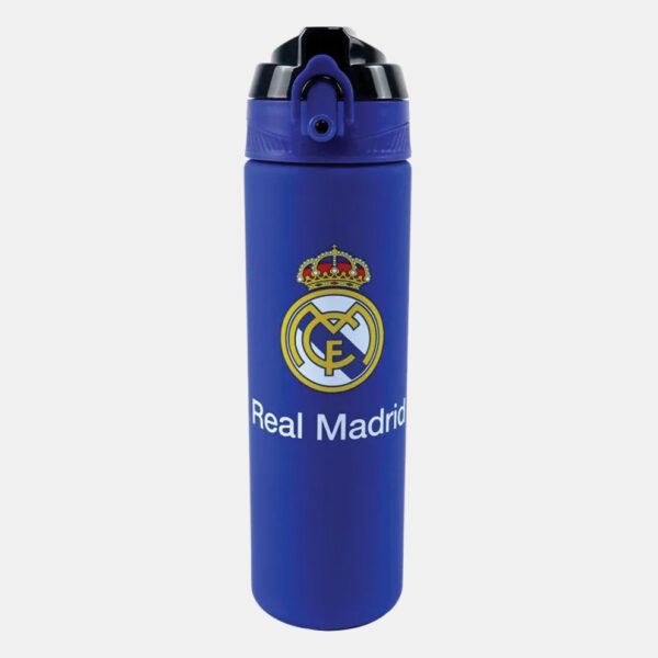 Real Madrid blå vattenflaska med sugrör 700 ml