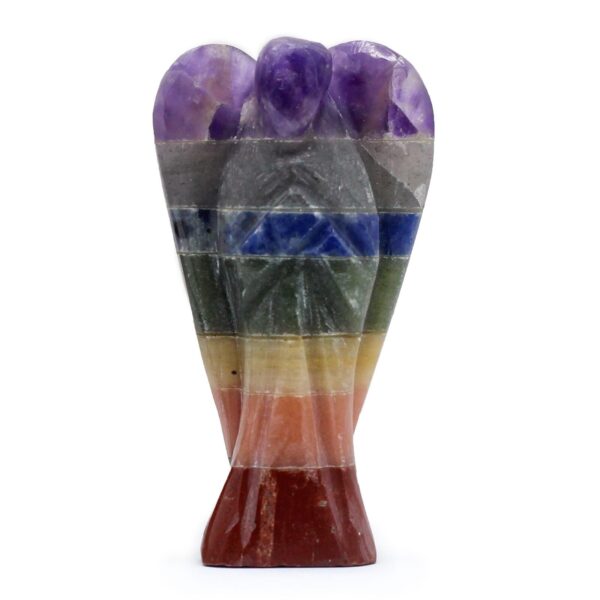 Handsnidad Ädelstensängel - Sju Chakra Bandad (ca 5cm)