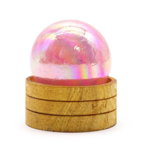Ädelstenskula med Stativ 50mm - Rosenkvarts Titanium Aura