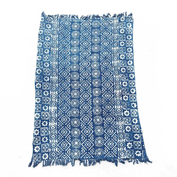 Handgjord Indigo-Pläd - 170x120cm - Desi Ränder