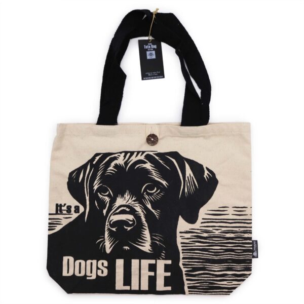 Ikonisk Klassisk Tygkasse - It's a Dogs Life - Vit