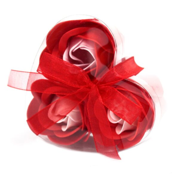 Ask med 3 Tvålblommor - Röda Rosor