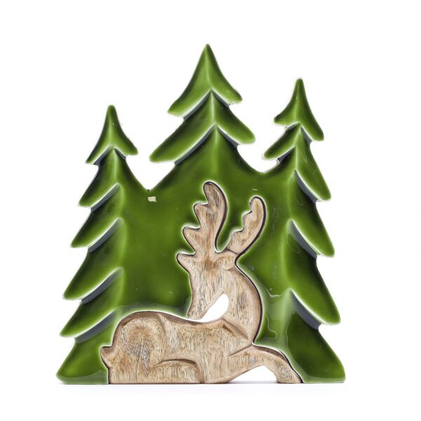 Vilse i Skogen - Hjort i Skogen - 3D Trädekoration - 23x20cm