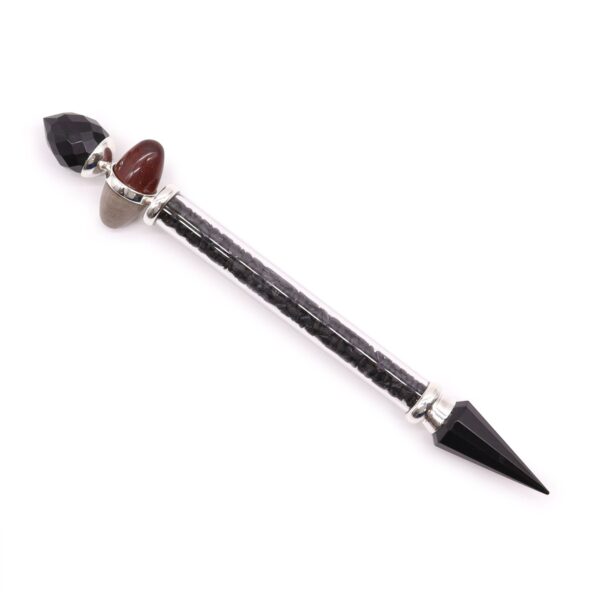 Shiva Lingam Trollstav - Svart Turmalin & Agat - Skydd