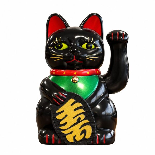 Svart Lycklig Katt - 15cm