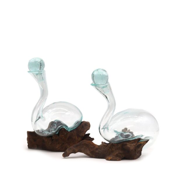 Smält Glas på Trä - Vinkaraff - 2-pack