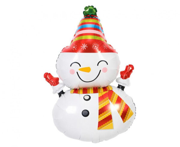 Julig glad snögubbe folieballong 81 cm