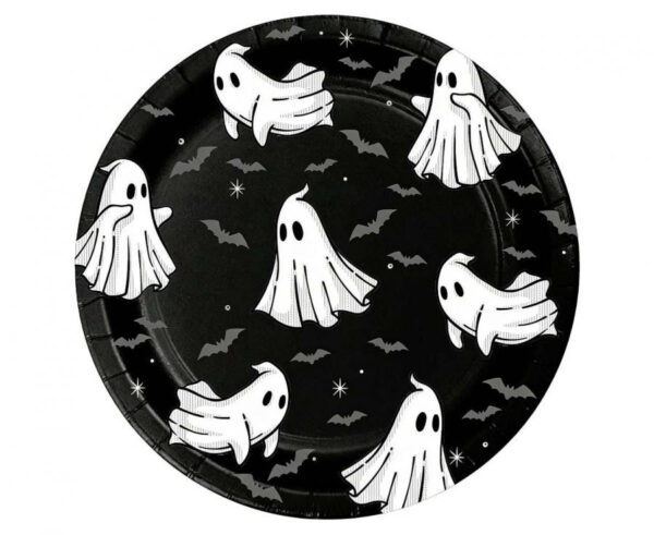 Halloween spök-pappersassiett set om 6, 18 cm