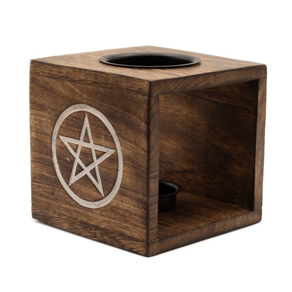 Stor Kvadratisk Oljebrännare av Mangoträ - Pentagram