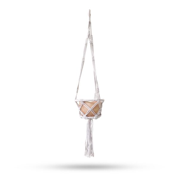 Liten Makramé Hållare till Blomkruka med Båge - Naturlig - 16cm Båge - 3-pack