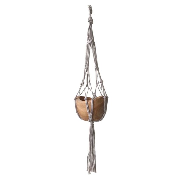 Liten Makramé Hållare till Blomkruka - Beige - 75cm - 3-pack