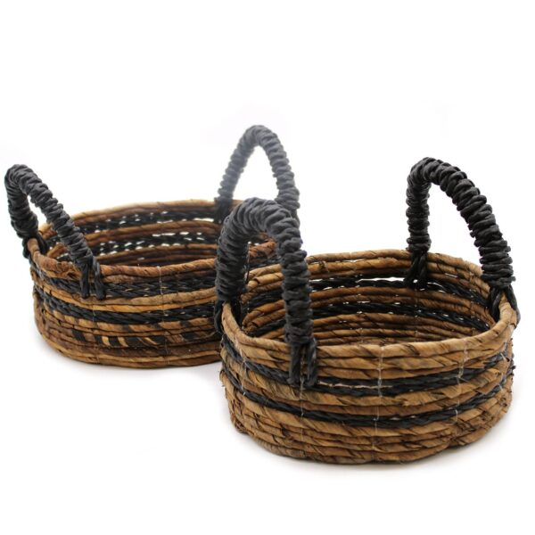 Korgar i Bananblad & Hitam Raffia - Set om 2