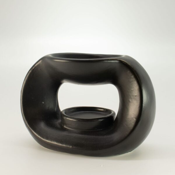 Keramisk Zen Doftolja-brännare - Oval Pebble - Matt Svart
