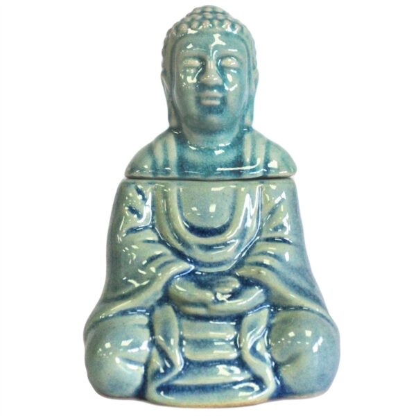Sittande Buddha Oljebrännare - Blå