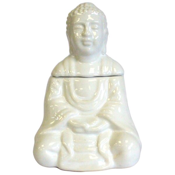 Sittande Buddha Oljebrännare - Vit
