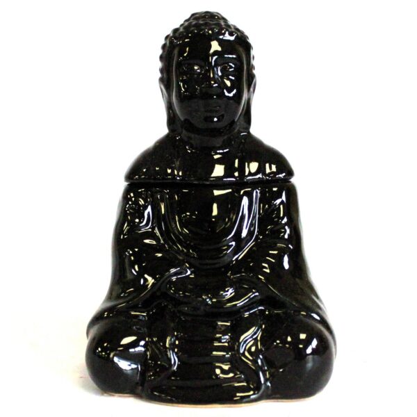 Sittande Buddha Oljebrännare - Svart