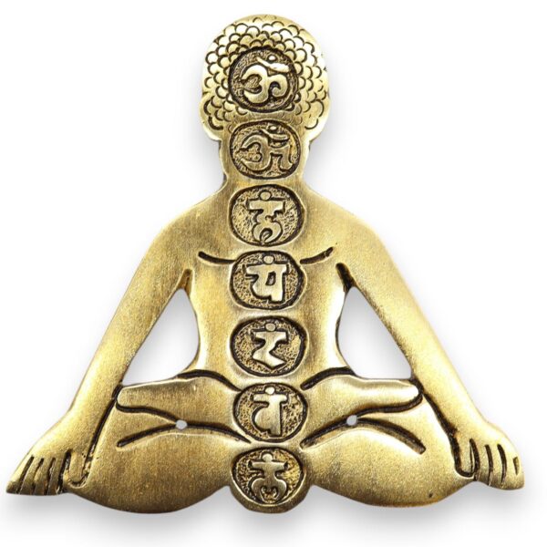 Rökelsehållare i Guld Aluminium - Sju Chakra Yoga 12x12cm