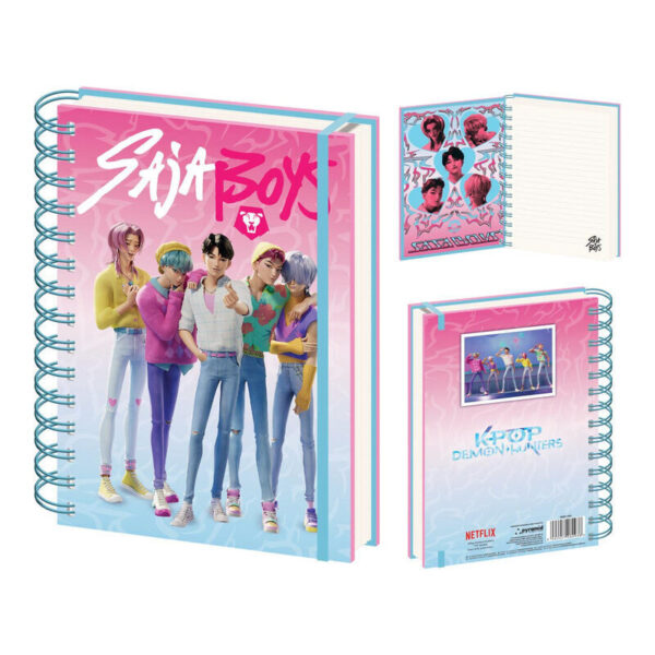 K-pop Demon Hunters Saja Boys spiralanteckningsbok, linjerad A5