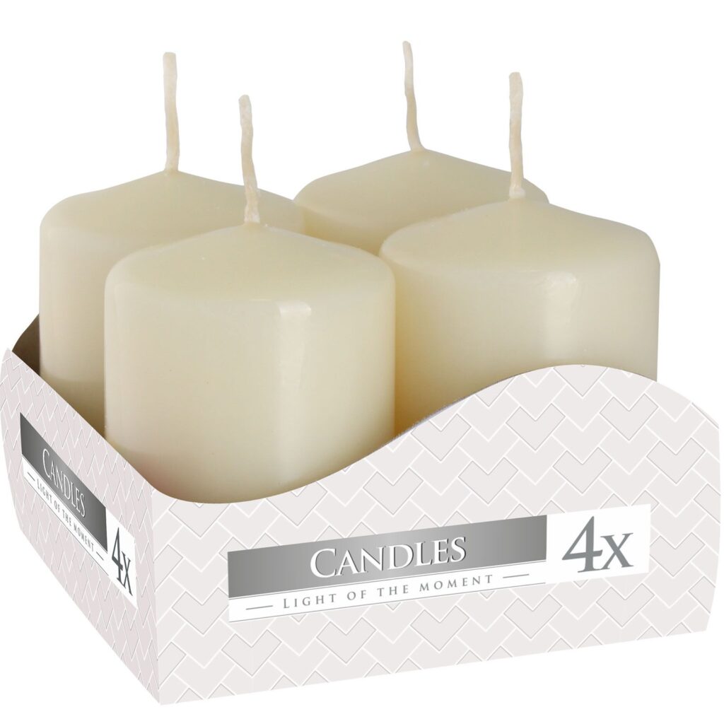 Set med 4 Pelarljus 40x60mm - Elfenben