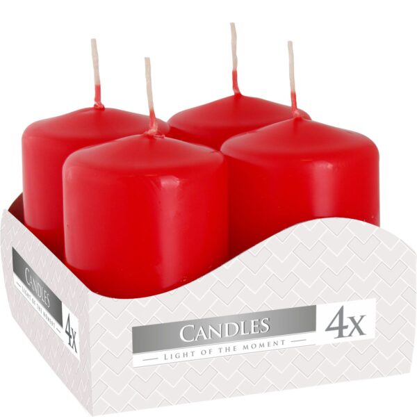 Set med 4 Pelarljus 40x60mm - Röd