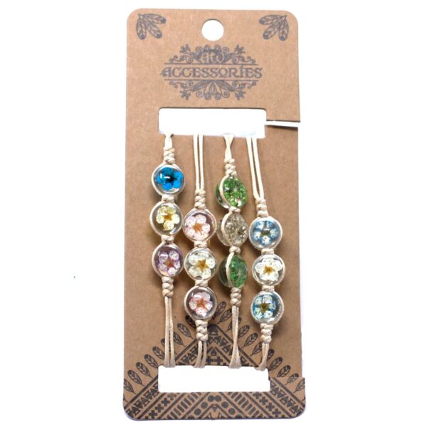 Pressade Blommor - Armband med Tre Blommor