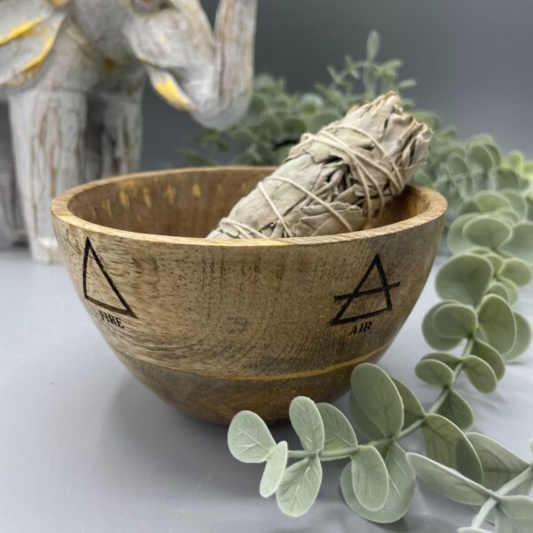 Träskål till Smudge Sticks och Ritualer - Fyra Element - 12x7cm - 4-pack