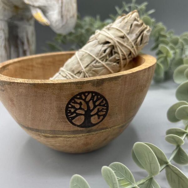 Träskål till Smudge Sticks och Ritualer - Livets Träd - 12x7cm