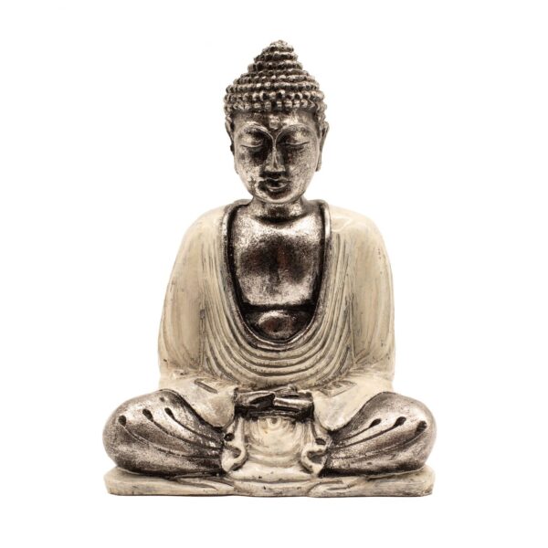 Vit & Grå Buddha - Medelstor