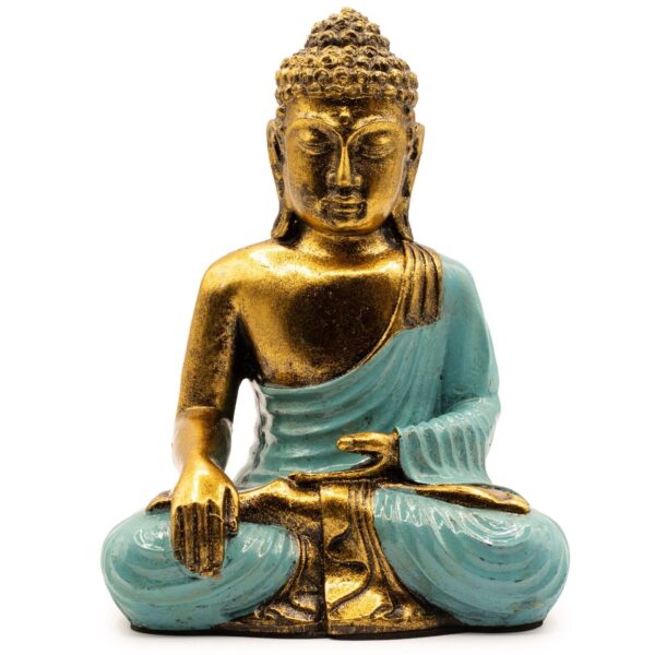 Blågrön & Guld Buddha - Stor