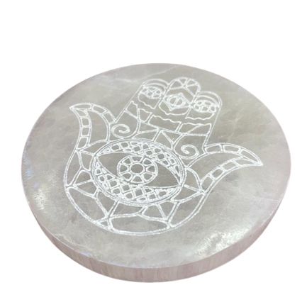 Mellanstor Selenitplatta 10cm - Hamsa
