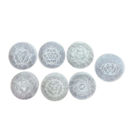 Chakra Set med 7 Selenitplattor