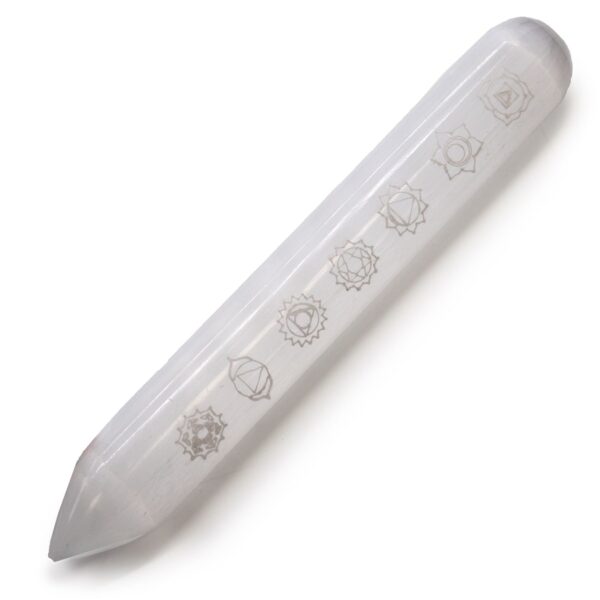 Selenitstav - 14-16 cm (Ena änd har spets) 7 Chakra