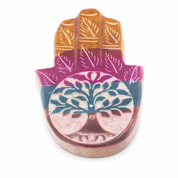 Rökelsehållare Hamsa i Täljsten - Livets Träd - 9x6cm