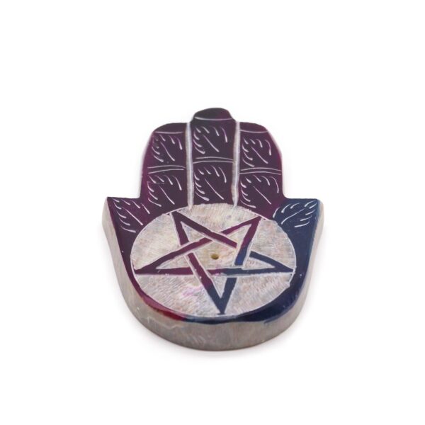 Rökelsehållare Hamsa i Täljsten - Pentagram - 9x6cm