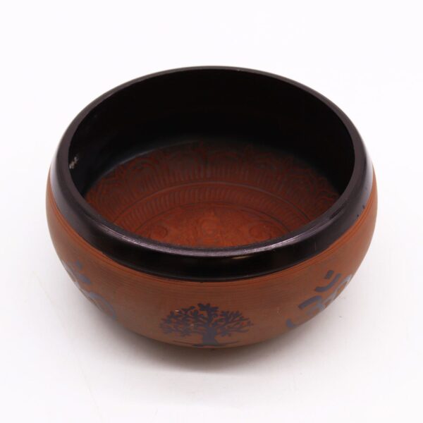 Jordpulver Klangskål Lerfärg 16cm - Om Buddha