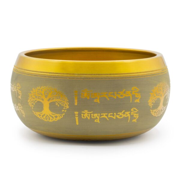 Stor Klangskål i Aluminium - Buddha Livets Träd - Kopparfärg (19 cm)