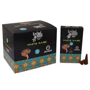 Tribal Soul Tillbakaflöde Rökelsekoner - Vit Salvia