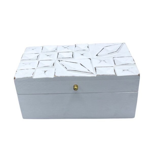 Vintage Dekorativ Mångsidig Låda - 22x12x10cm - Vita Diamanter