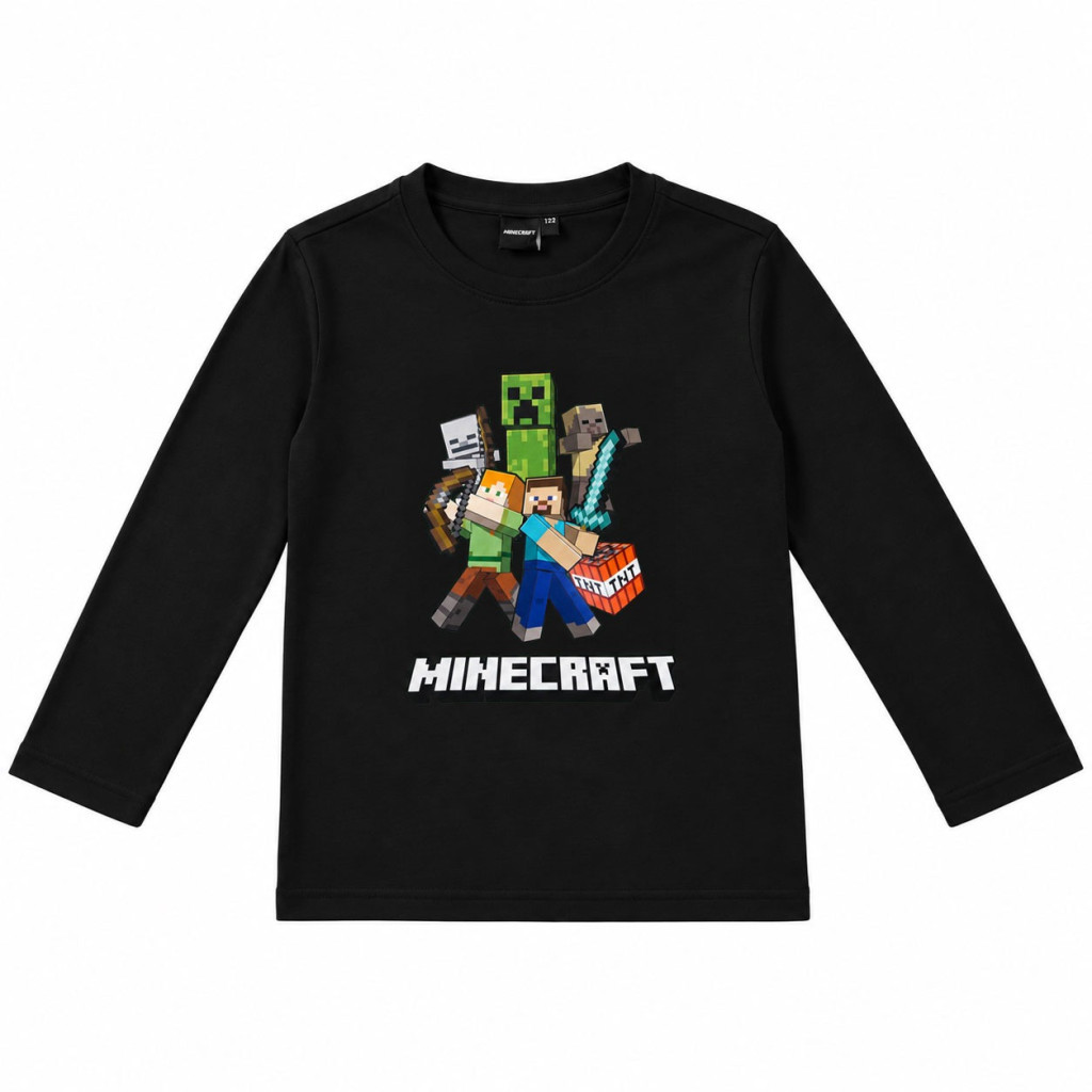 Minecraft Battle Back Battle svart barntröja med lång ärm, 10 år / 140 cm