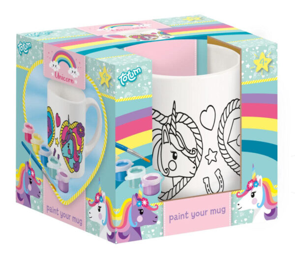 Unicorn Heart målningsbar porslinsmugg 235 ml i presentförpackning