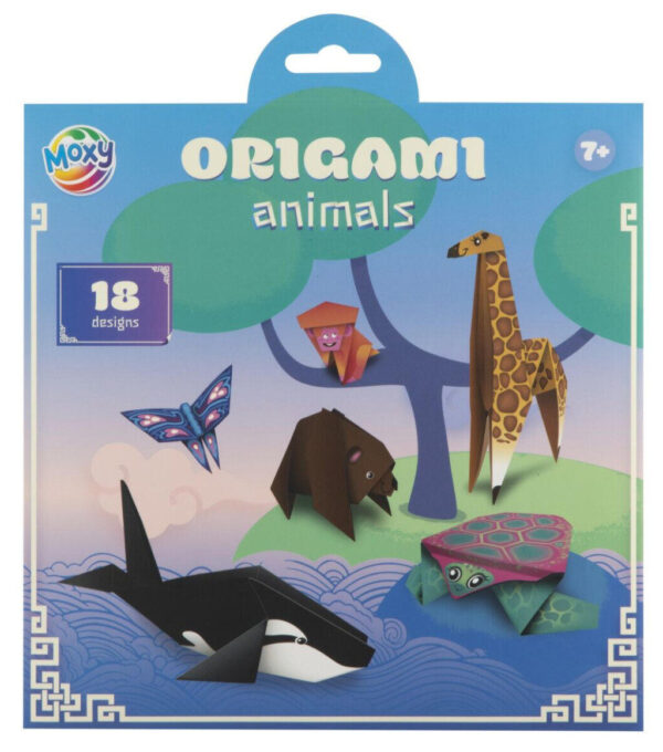 Origamipapper med djurmotiv, set om 18 ark