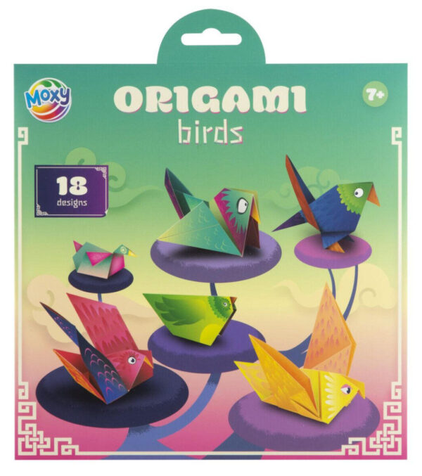 Origamipapper med djur- och fågelmotiv, set om 18 ark
