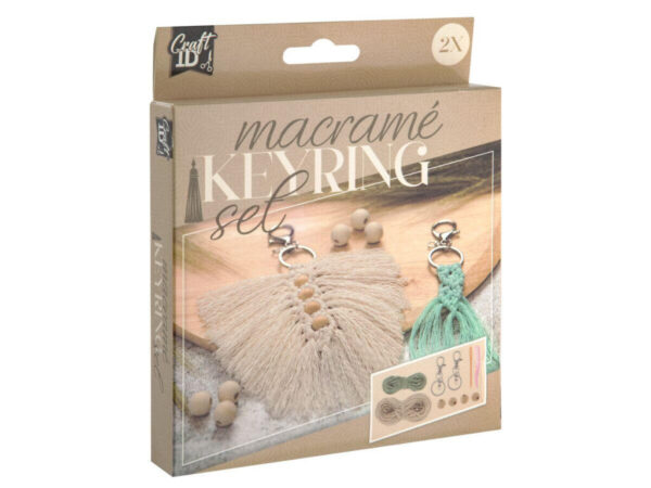 Colour Craft Macramé Nyckelring Kreativt DIY-set, 2 delar