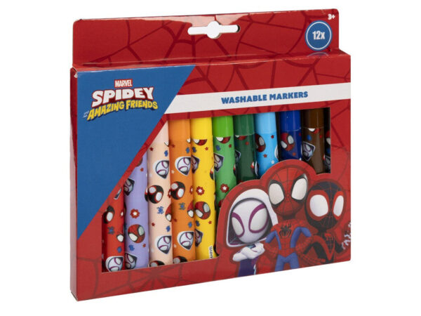 Spindelmannen Spidey tvättbara textilpennor, 12-pack