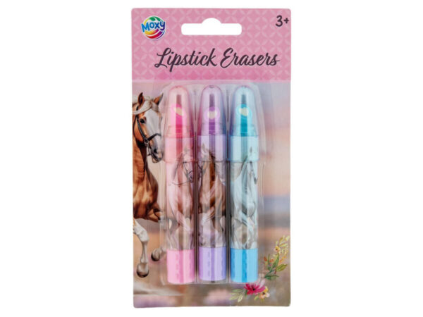 Hästar suddgummi i läppstiftsform, 3-pack