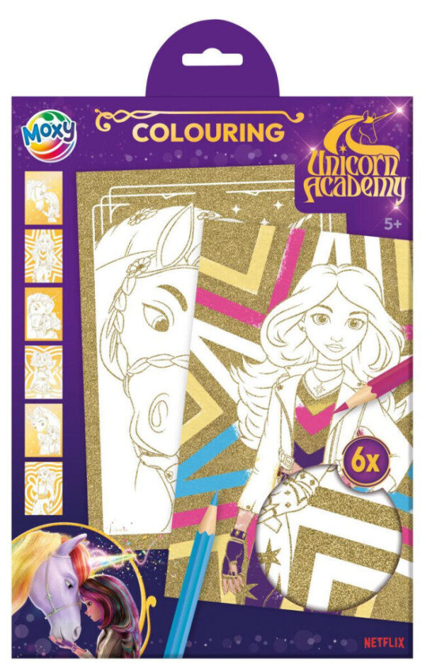 Unicorn Academy Shine glittrig målarbok A4